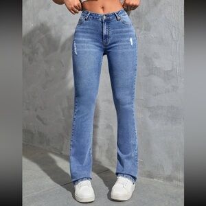 SHEIN EZwear SpringRipped Flare Leg Jeans ❤️‍🔥
